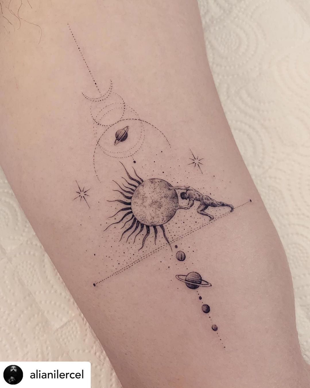 A solar system with Sisyphus is a beautiful tattoo.