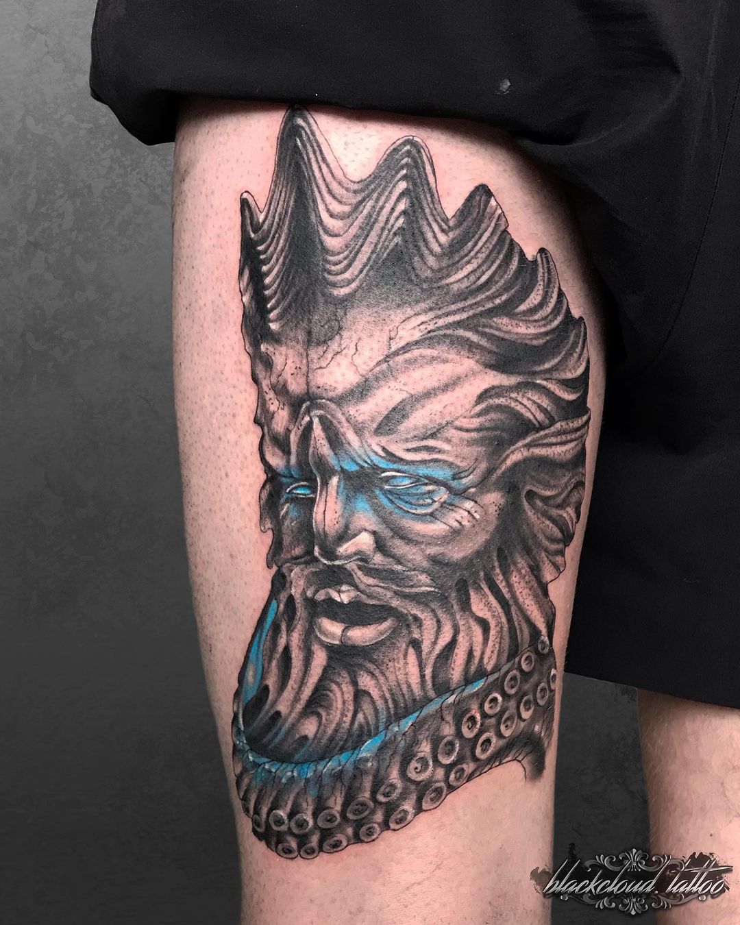 The water God is a great tattoo for a mythological piece.
