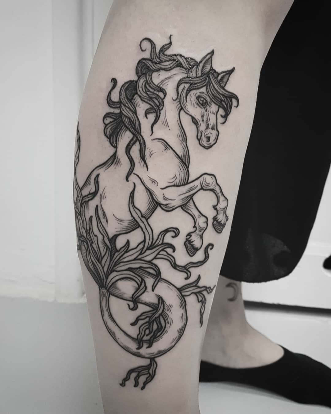 A hippocampus makes for a unique and stunning tattoo.