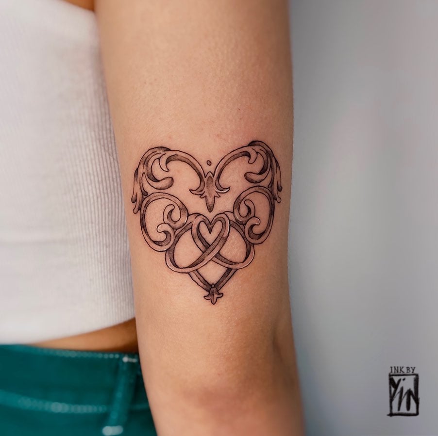 Red heart with flowers, ribbon and white dove. eternal love. old school  tattoo. holiday illustration. valentines day. | CanStock