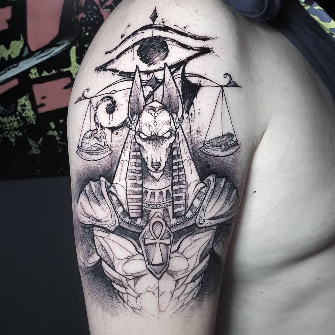 Your Anubis tattoo can turn into a stunning masterpiece of a tattoo.