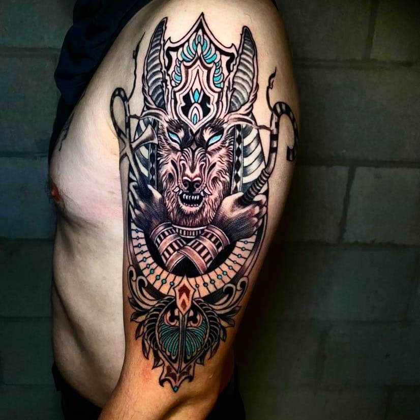 Give a more modern approach to your Anubis tattoo.
