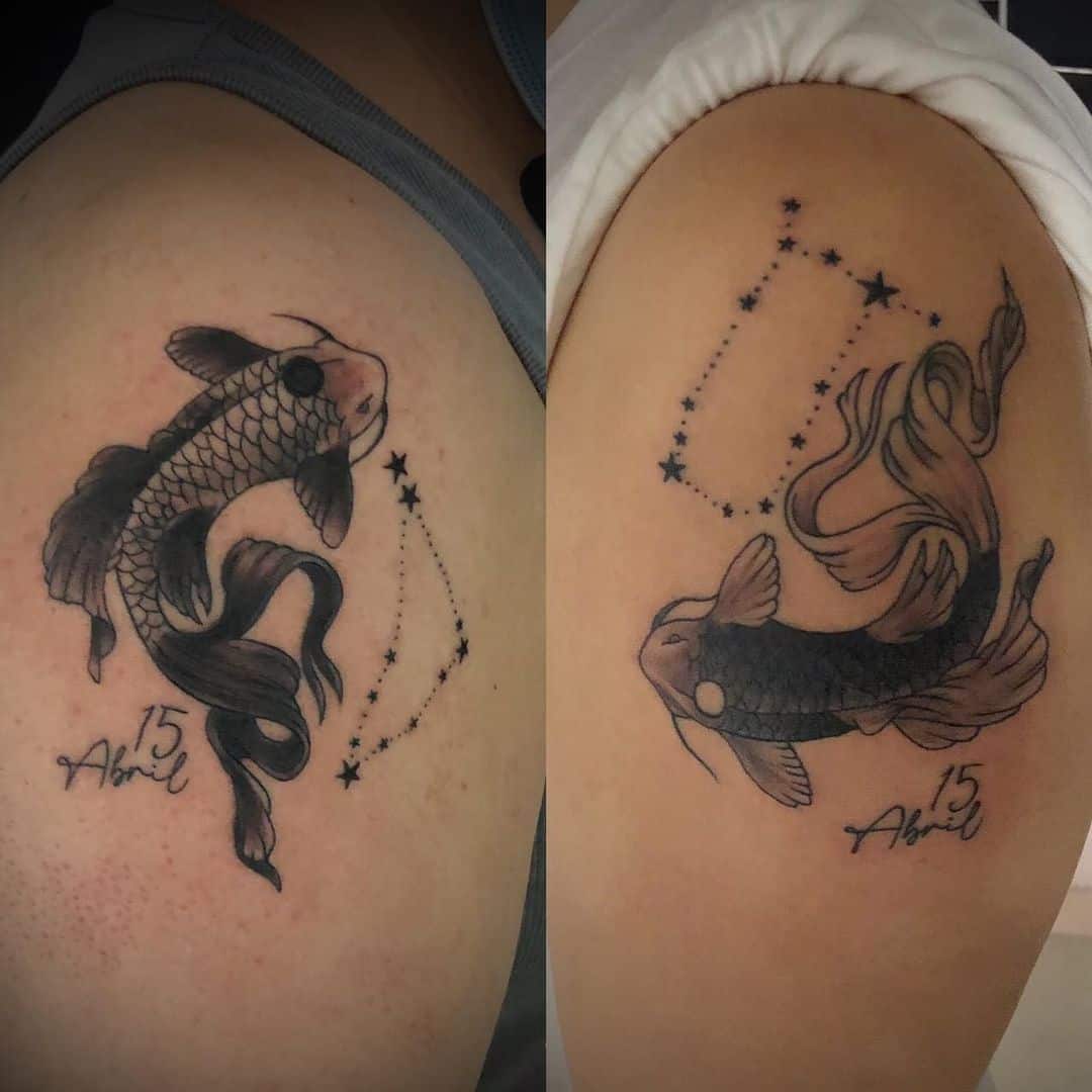 Fish Design Sister Tattoo Ideas  Sister tattoos Bff tattoos Matching  couple tattoos
