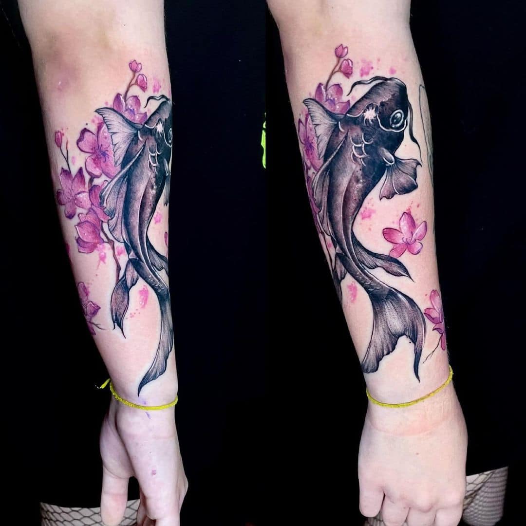 Tattoo uploaded by Tattoodo  Cherry blossom tattoo by Christopher  Henriksen ChristopherHenriksen cherryblossomtattoos cherryblossom  flowers floral nature plant cherryblossomtattoo armtattoo japanese  koi fish waves  Tattoodo