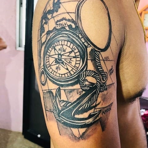 Tattoo uploaded by Rodney Savage  Compass and map half sleeve  Tattoodo
