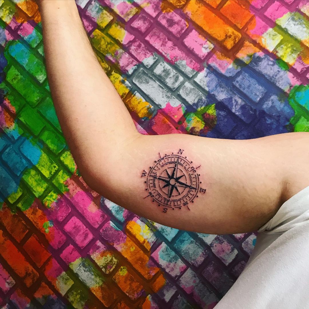 Abstract Watercolor Compass Tattoo by David Mushaney TattooNOW