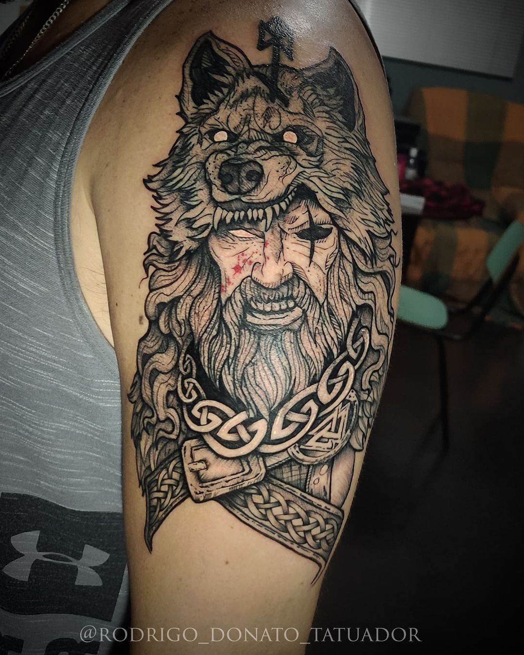Badger King Tattoo  I made a start on this Fenrir sleeve for adeinherjar  today Further down his arm you can see a part of my process I freehand  all my designs