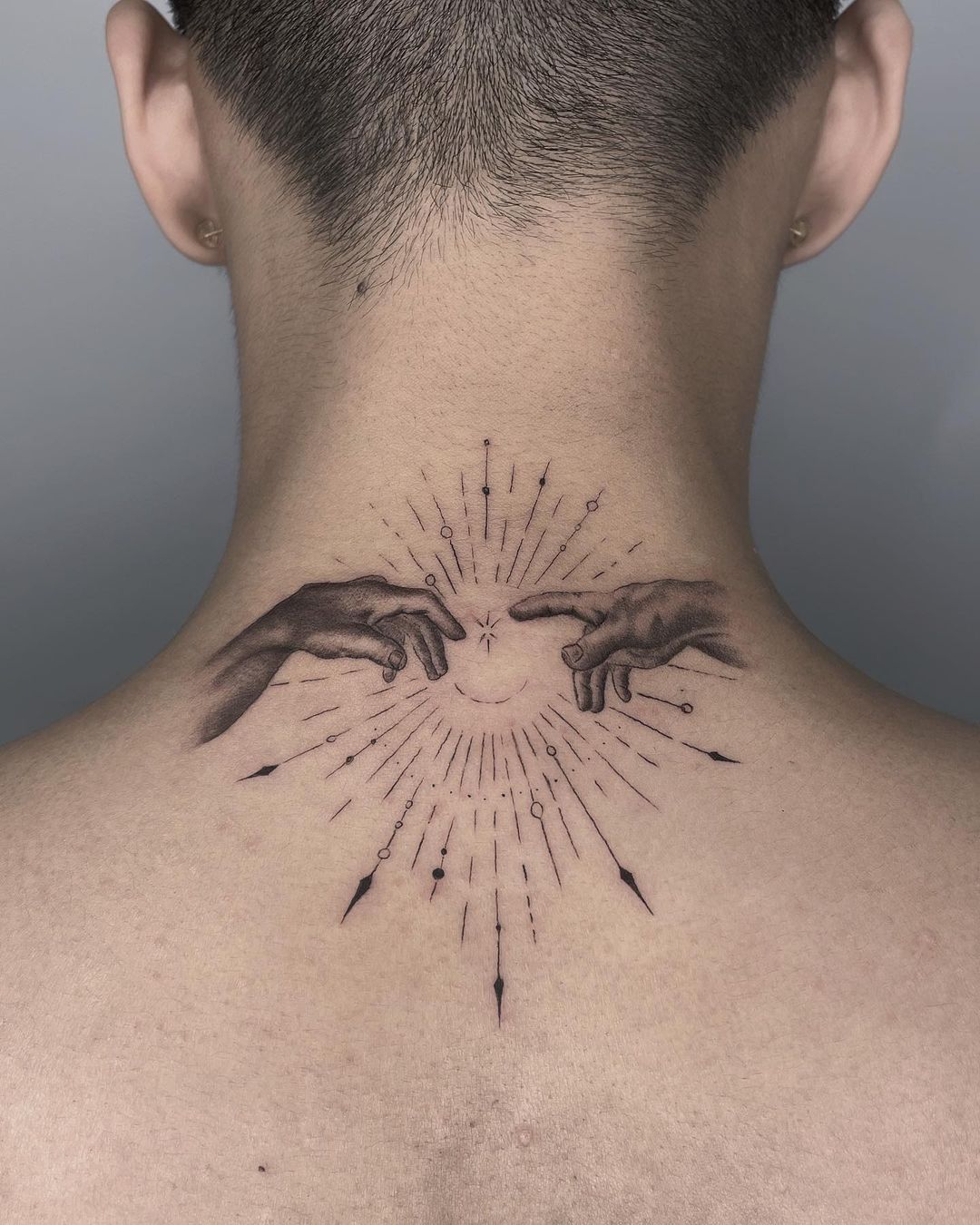 Mystical neck tattoos do so well on men! Show that you’re also in touch with your private side.