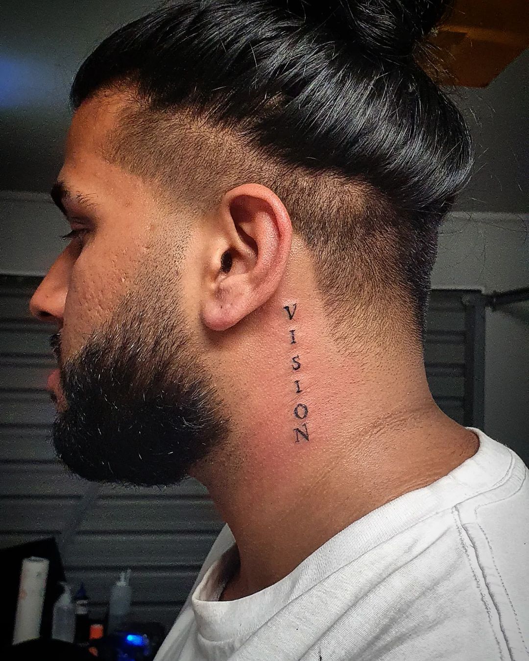 Some men have a clear vision of what they want to do in life. If you can relate to that you’re going to like this neck tattoo.