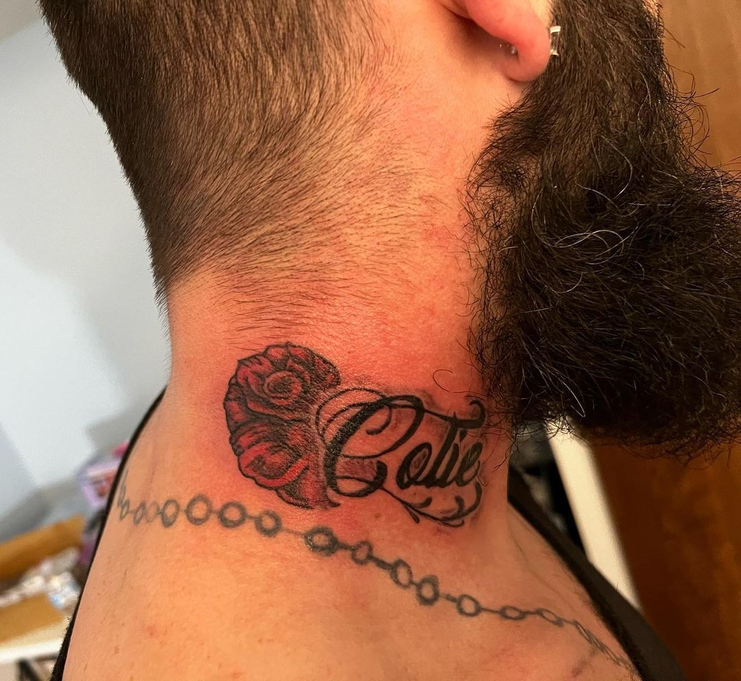 Dedicate a neck tattoo to someone you love and who is close to you. They are going to appreciate it.