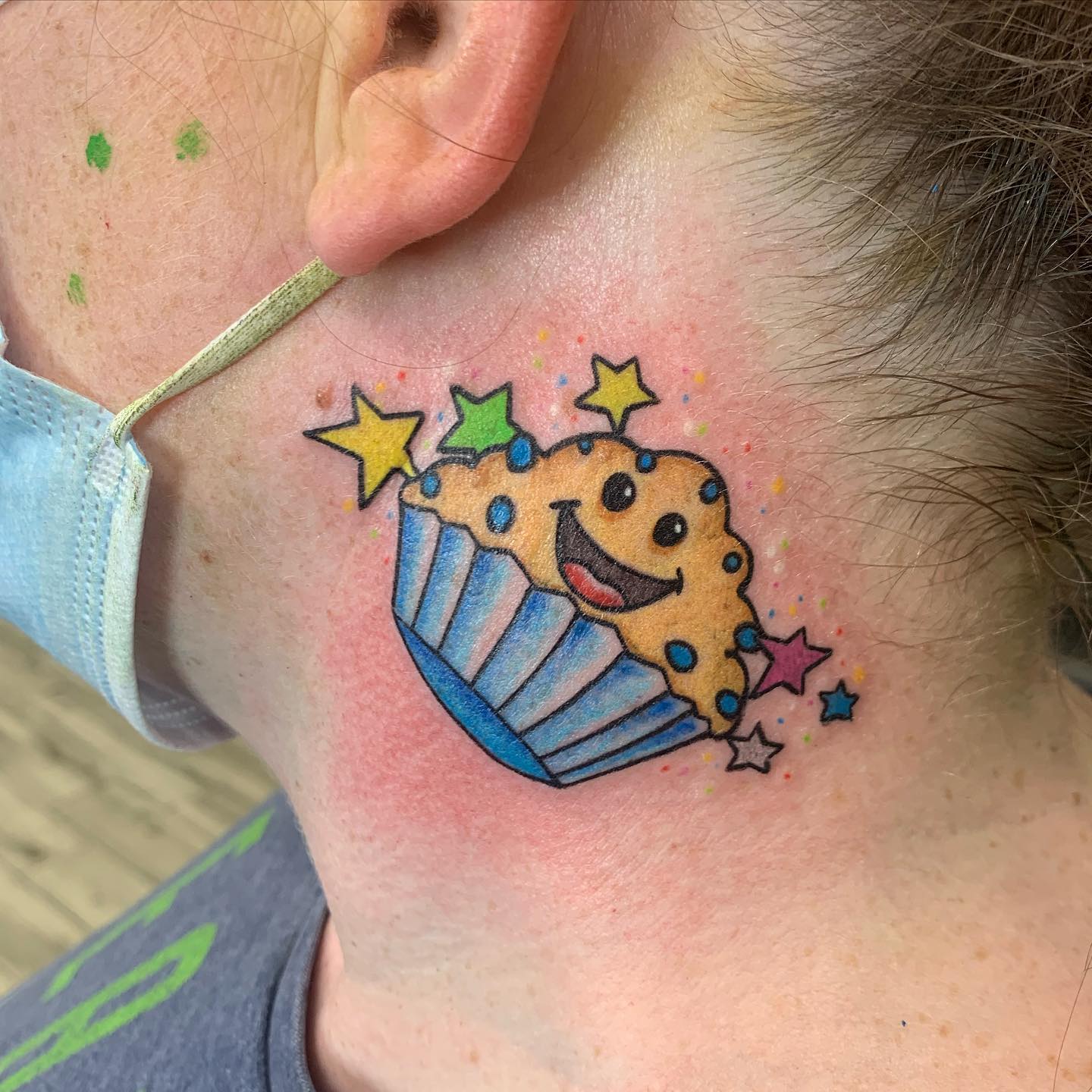 This adorable cupcake tattoo with colorful inks will indicate that you are fond of delicious cupcakes.