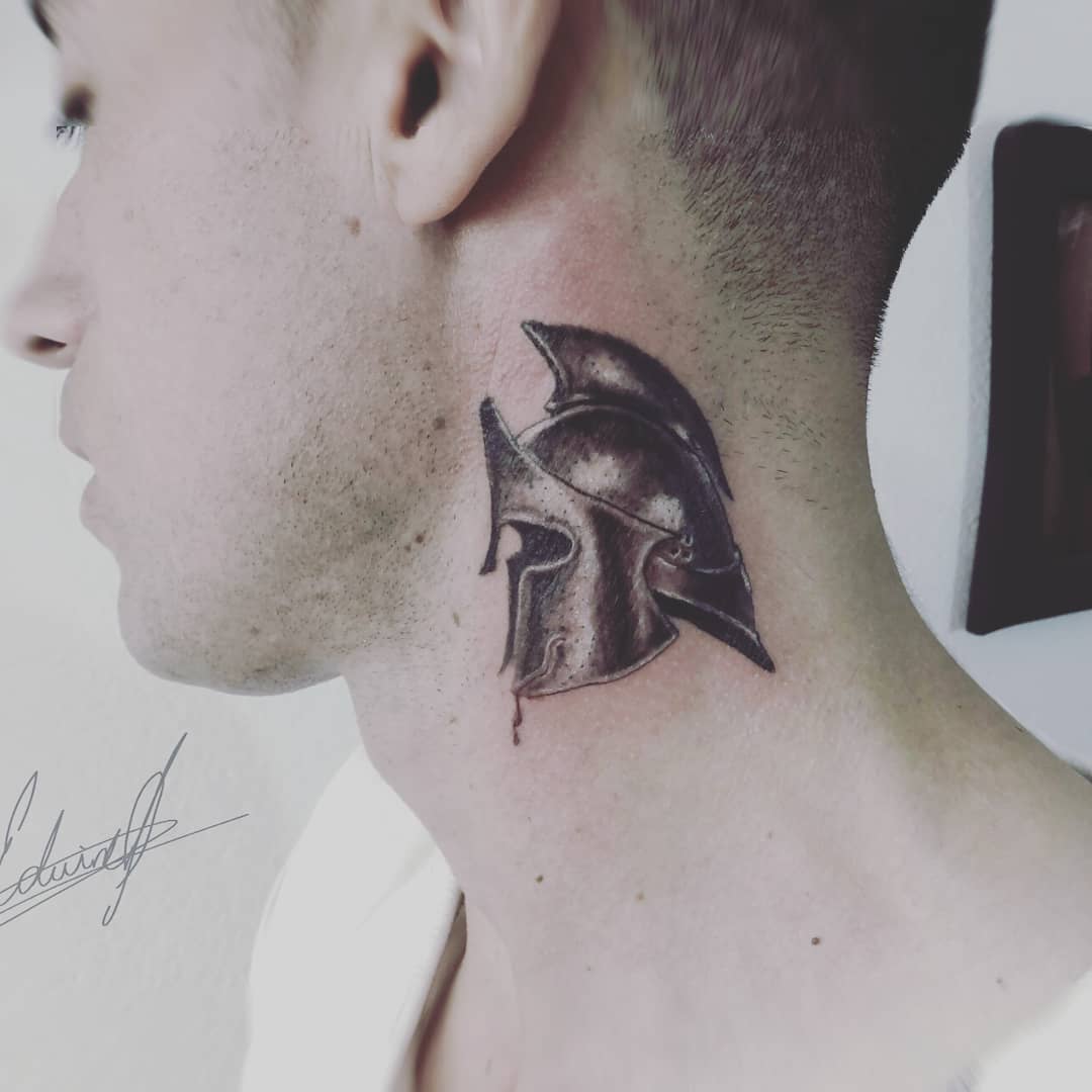 A good looking warrior helmet tattoo on your neck will show that you are a true warrior who makes an effort to gain rewards.