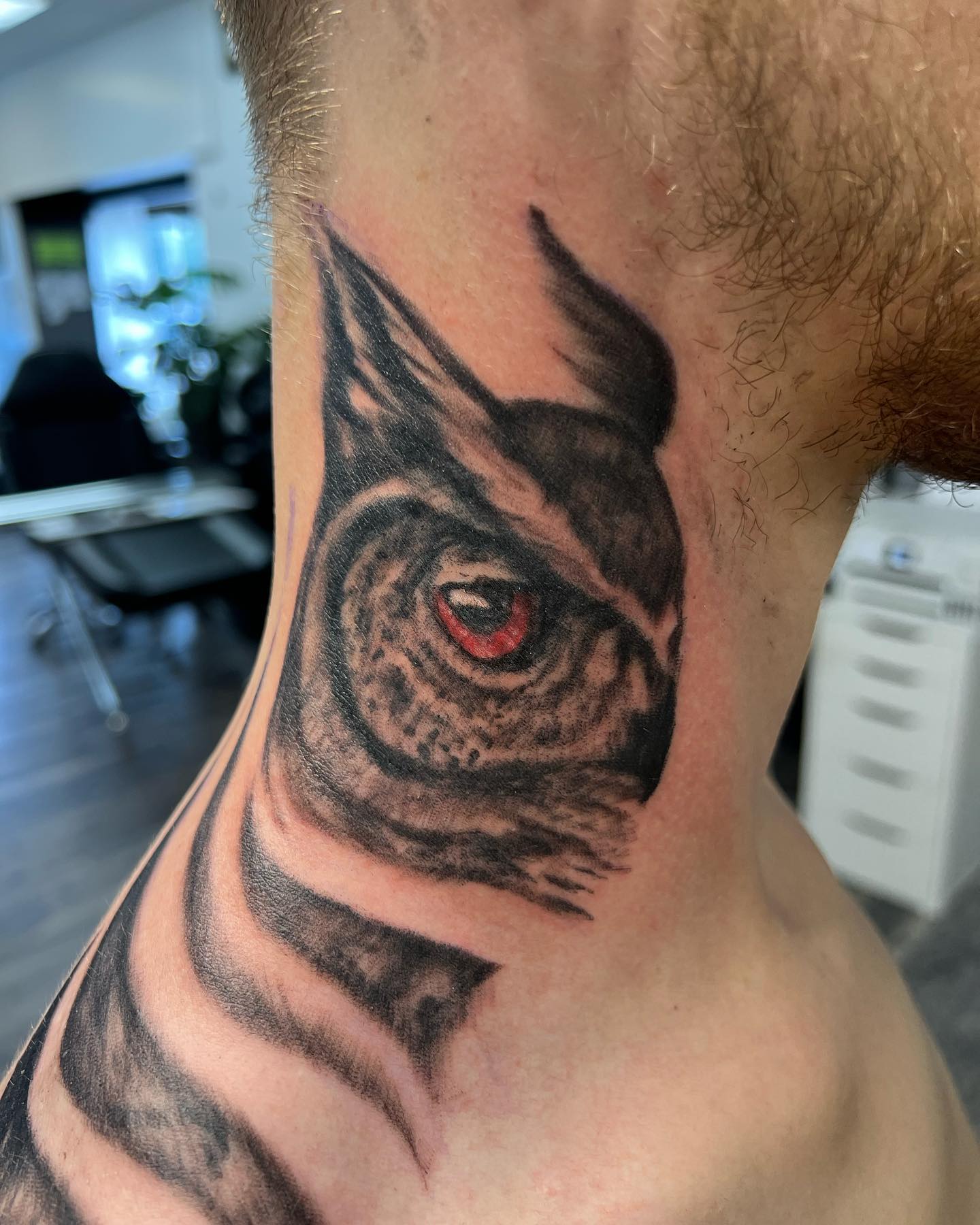 Owl tattoos represent knowledge and wisdom. With this red eye owl, you will show your wisdom.