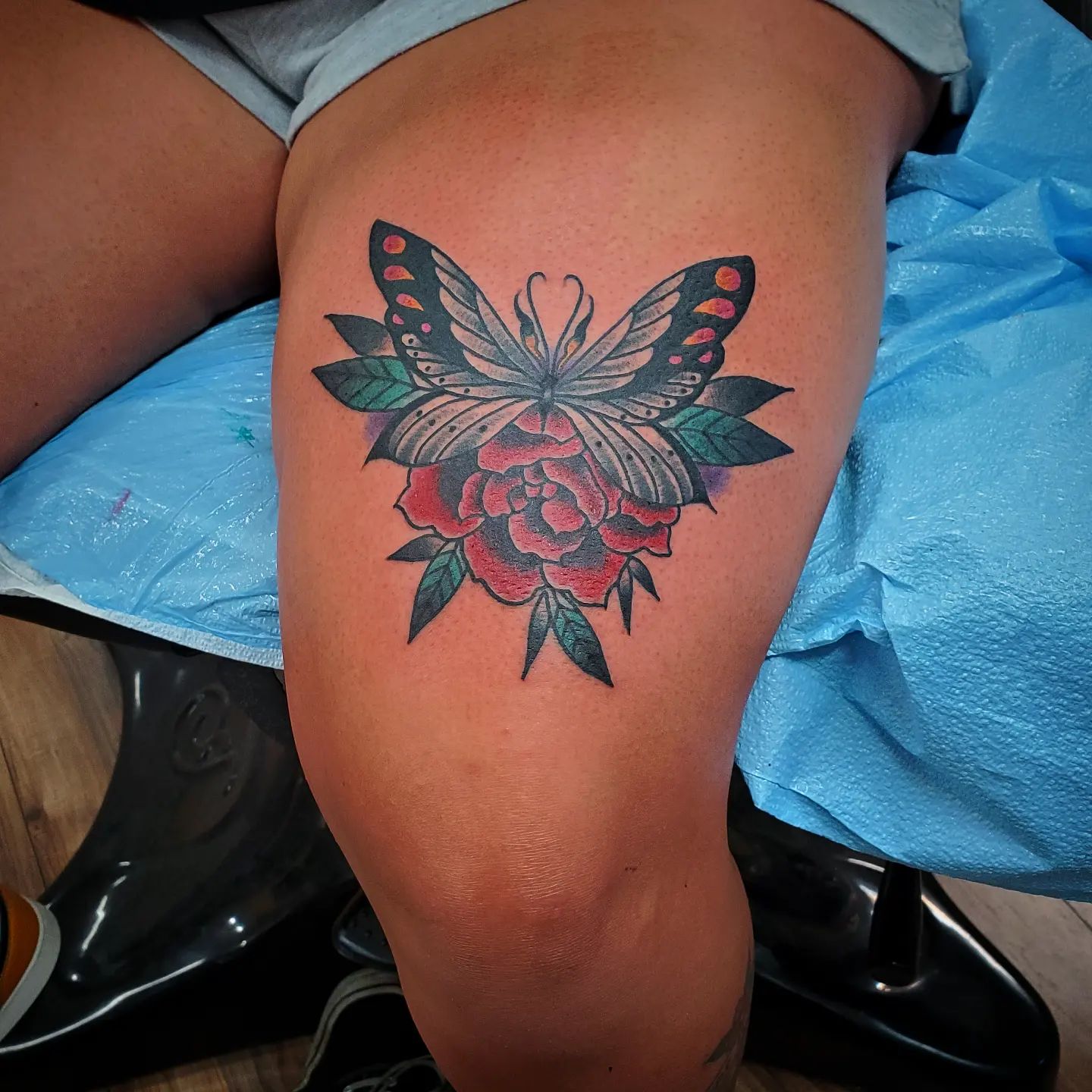 Discover more than 65 butterfly and roses thigh tattoos latest   ineteachers