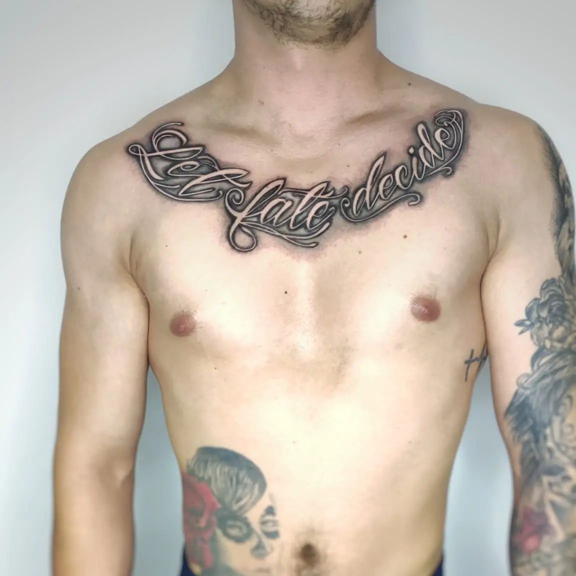 30+ Chest Tattoos for Men and Women: Words, Names & Quotes - 100 Tattoos