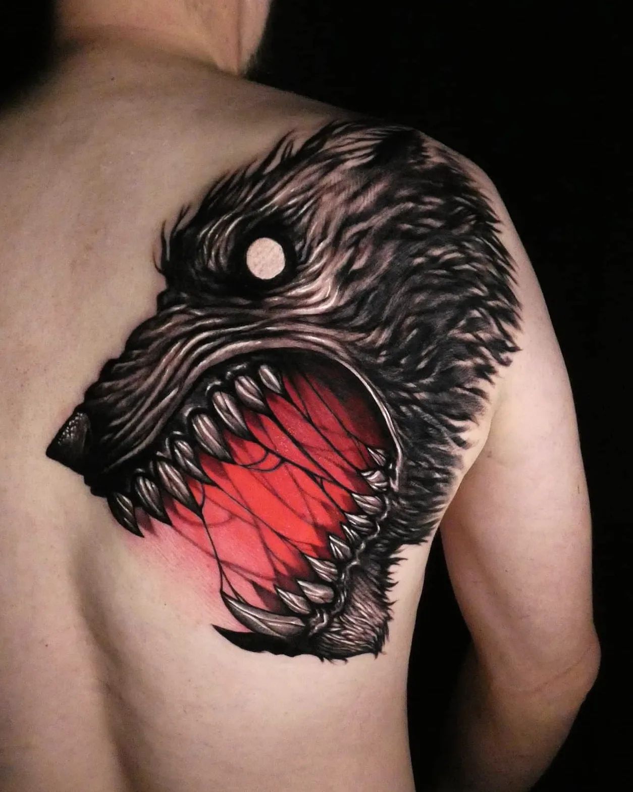 Get this monstrous wolf tattoo and show others that you can turn into it if you get mad.