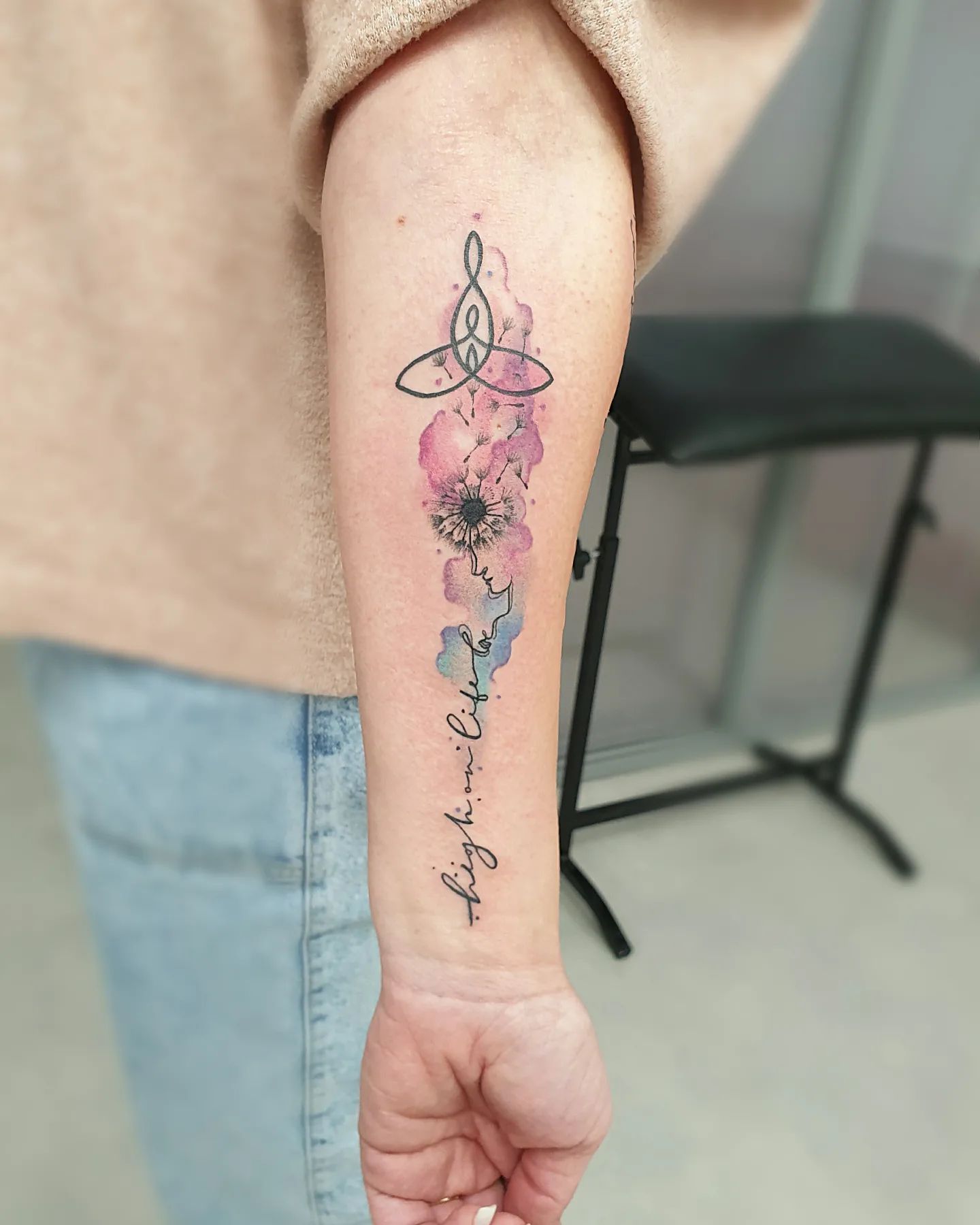 smallflowertattoosdandelionwatercolorforearmtattoowhitepaper  Dandelion  tattoo Dandelion tattoo design Tattoos