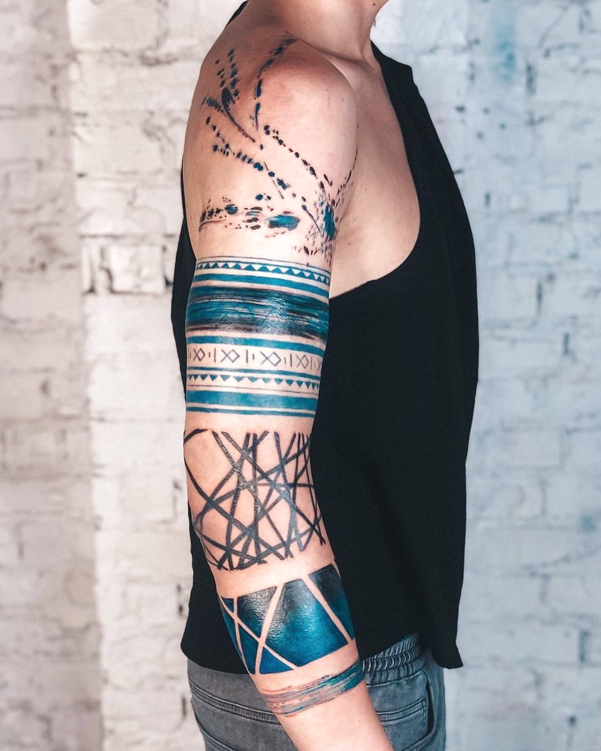 Geometric Lion and Wolf armband tattoo leelztattoo artistamanleel  contact9501142595 Whatsapp no8437195740 leelztattoo sudhar  By  Leelz Tattoo  Facebook