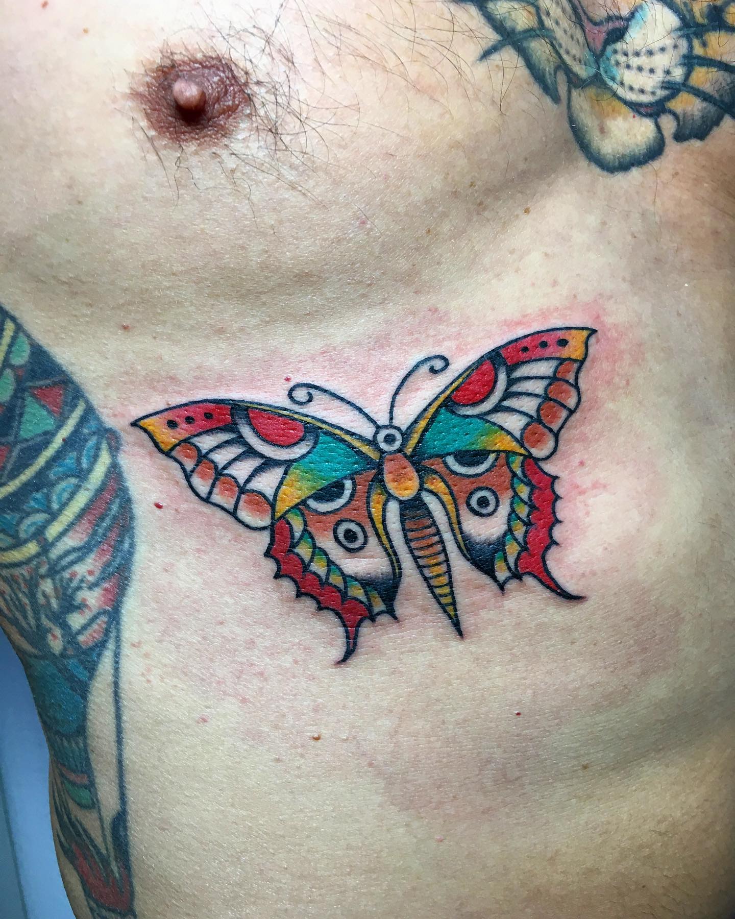 Chest Old School Butterfly Tattoo by Malort
