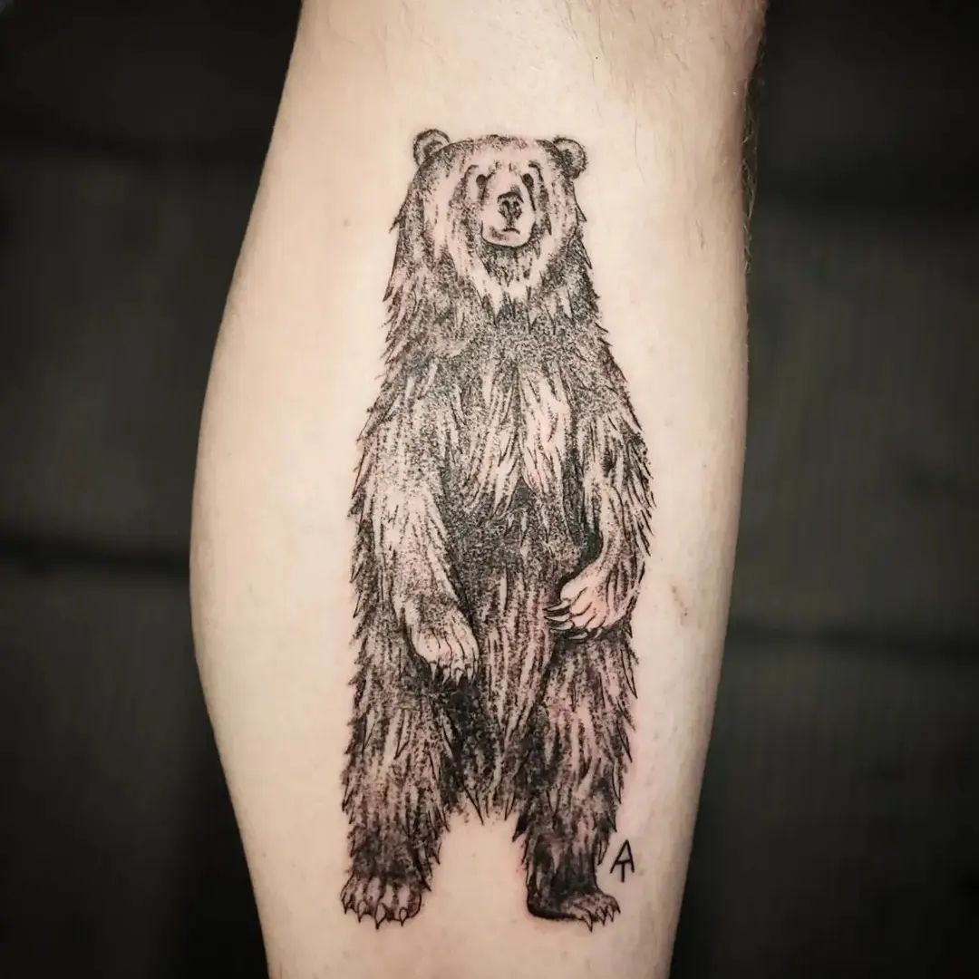standing grizzly bear tattoo