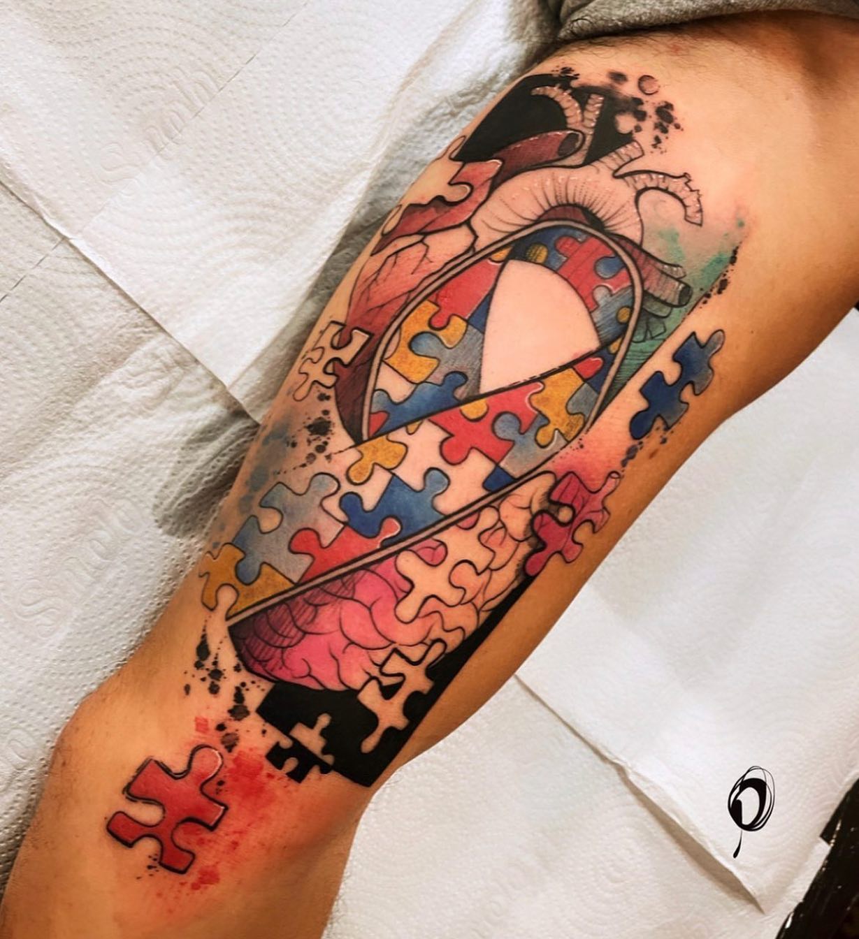 Big, loud, and colorful, this giant tattoo will suit those who fancy bigger ideas. Heads up since not a lot of tattoo artists will easily recreate it.