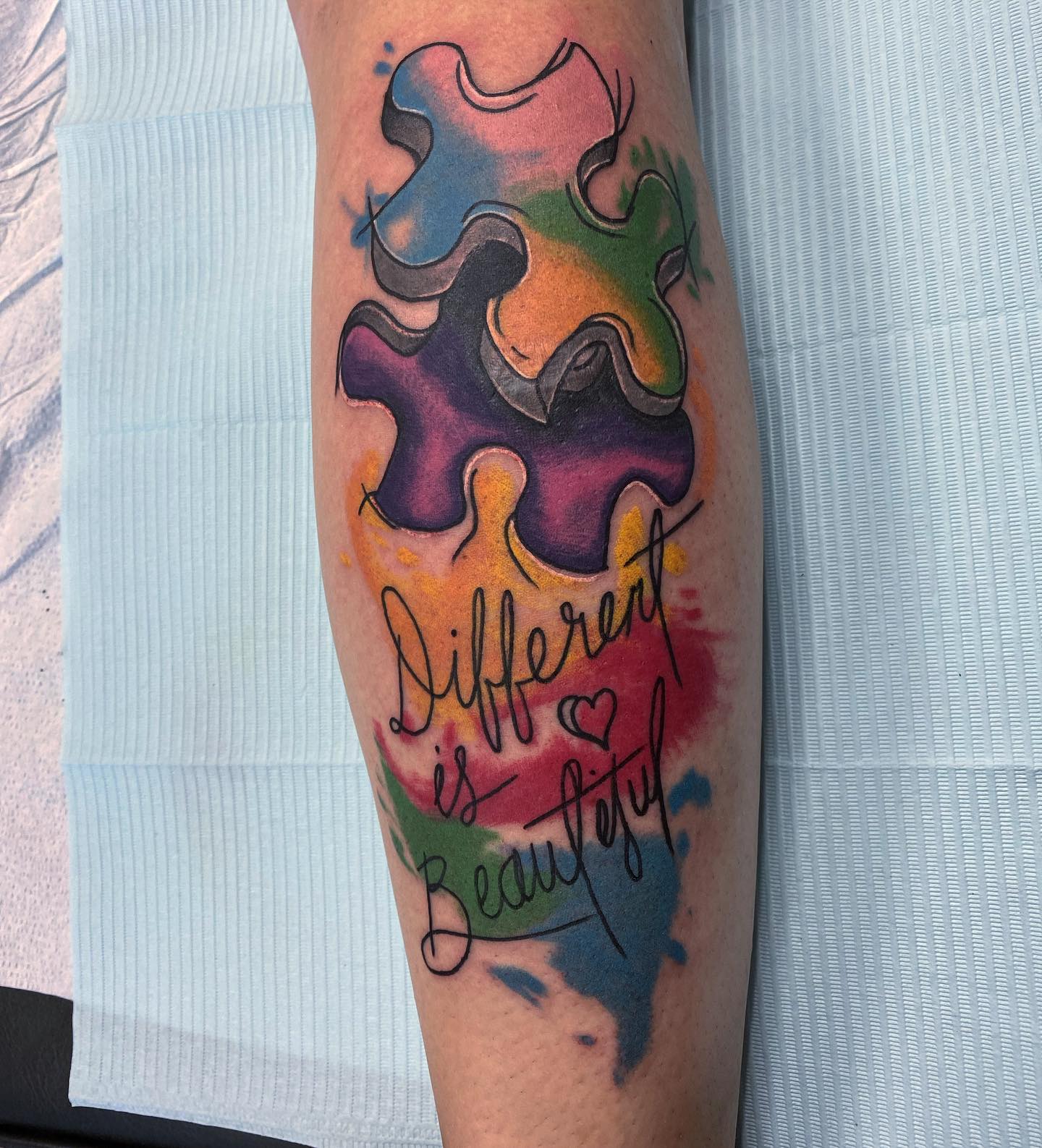 This bright tattoo is a colorful masterpiece. Show that you know how different can be gorgeous. Also, this design is harder to achieve, so book the best tattoo artist you know of.