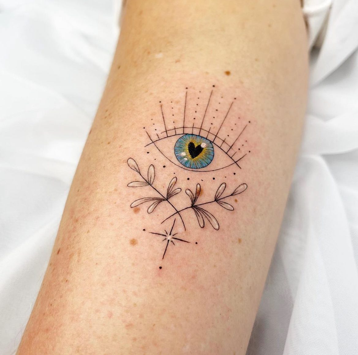 Tattoo uploaded by Shamil Y • Sophisticated and cute evil eye rose for  Giana! #syfitattoos #evileye #floral #smalltattoo #eyes #girly #color  #traditional #cute #colorful #simple #brooklyn #nyc • Tattoodo