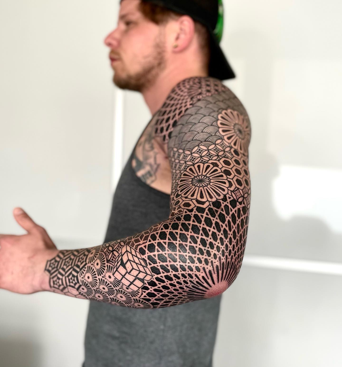 Mandalas placed all over your elbow will look amazing and bold. Do you like the placement and its style? This giant long tattoo is a time-consuming piece, often worn by those who like a sleeve or half-sleeve concept. Black ink is always a safe choice when it comes to big tattoos.