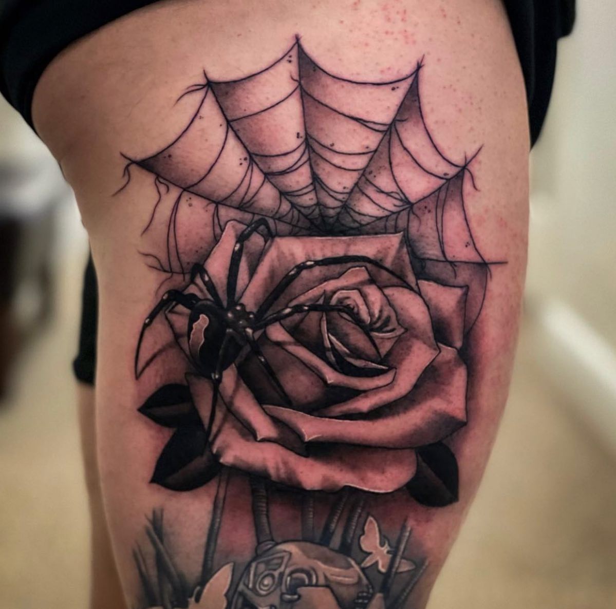 Try out a web tattoo and pair it with a rose design. This will show your true inner closeness and proper energy to your loved one.