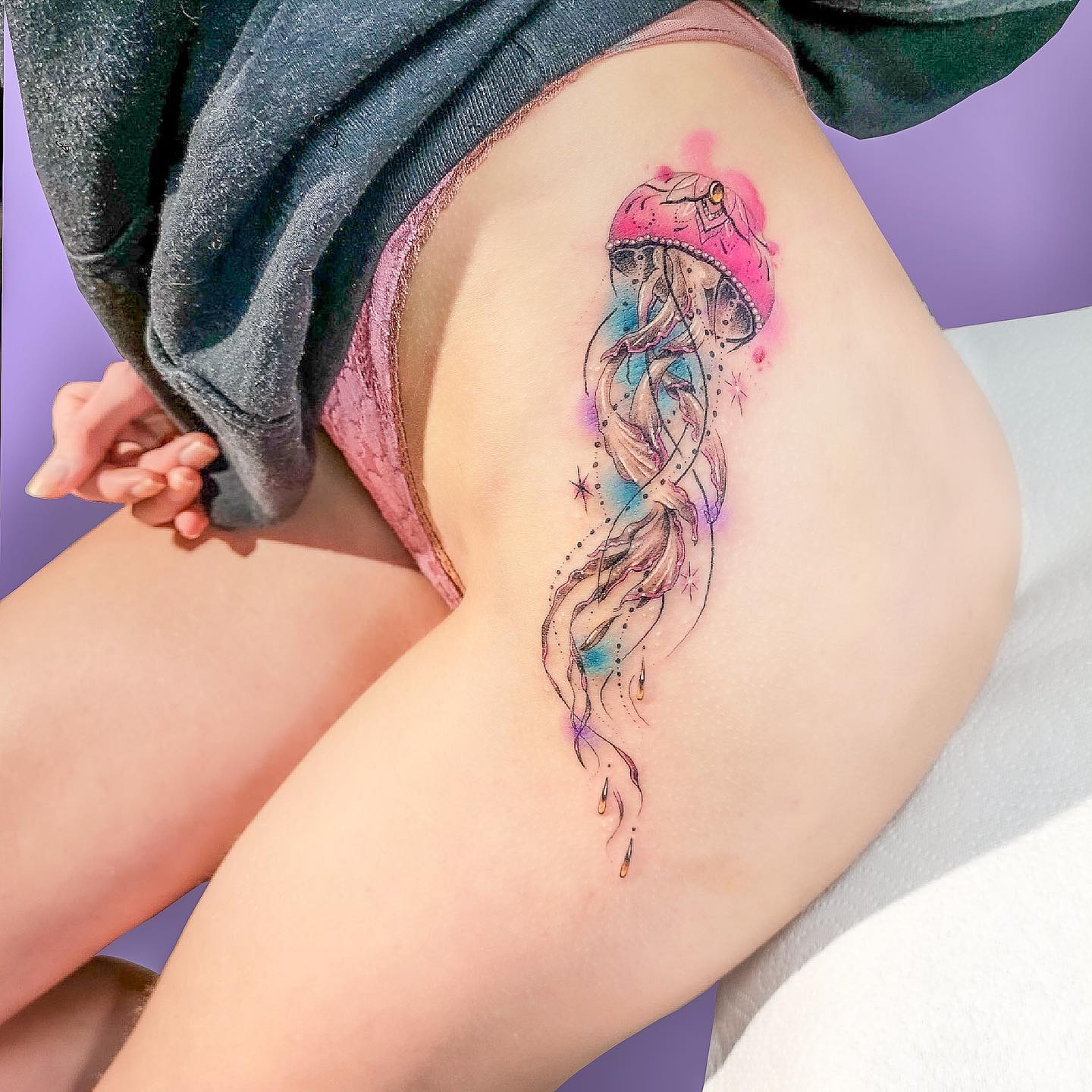 Some women like fun pop of color. Do you? If so, this retro little water creature will suit you. Show that you’re a fun and loving creative person with this watercolor artsy design.