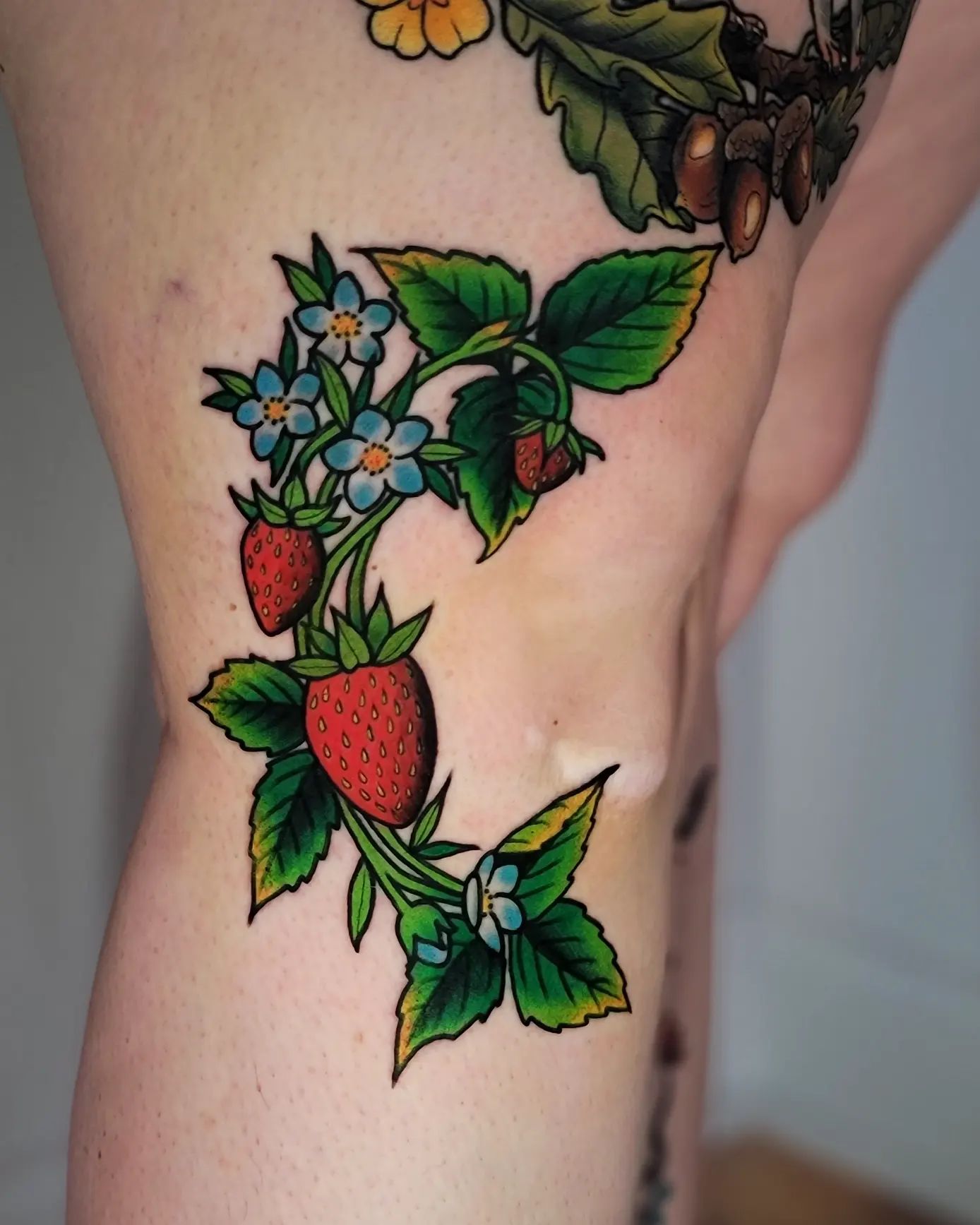 Fruits are a symbol of life. This red and green tattoo can take 3-4 hours to do. Do you like nature and sweets? Are you close to your inner self, as well as Mother Nature? If the answer is yes, this tattoo is the right one for you.