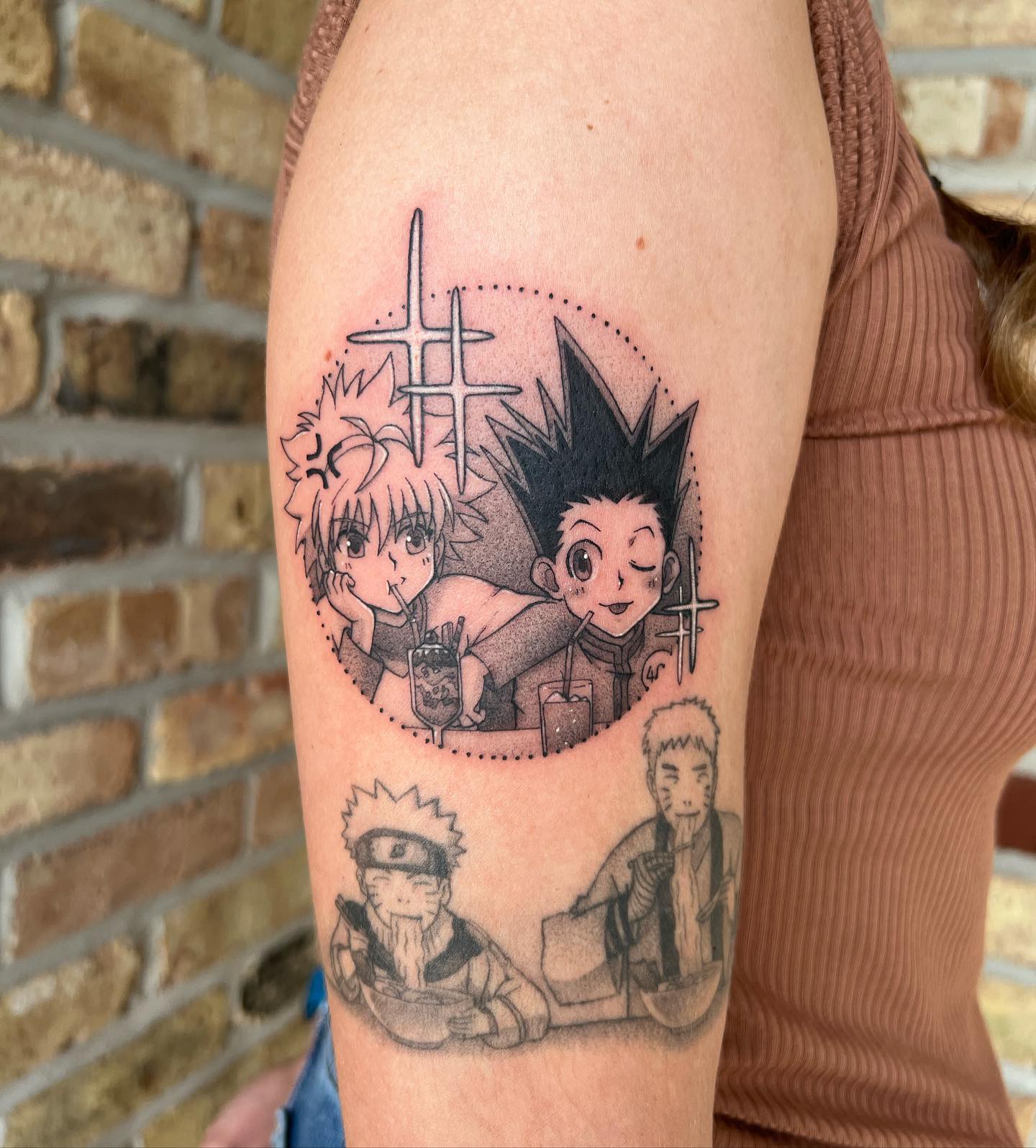 Brock Fidow Tattoos  Full shot of this one with Gon and Killua training in  some Zelda Breath of the Wild ruins complete with tiny treasure chest  Thanks again Jack  Facebook