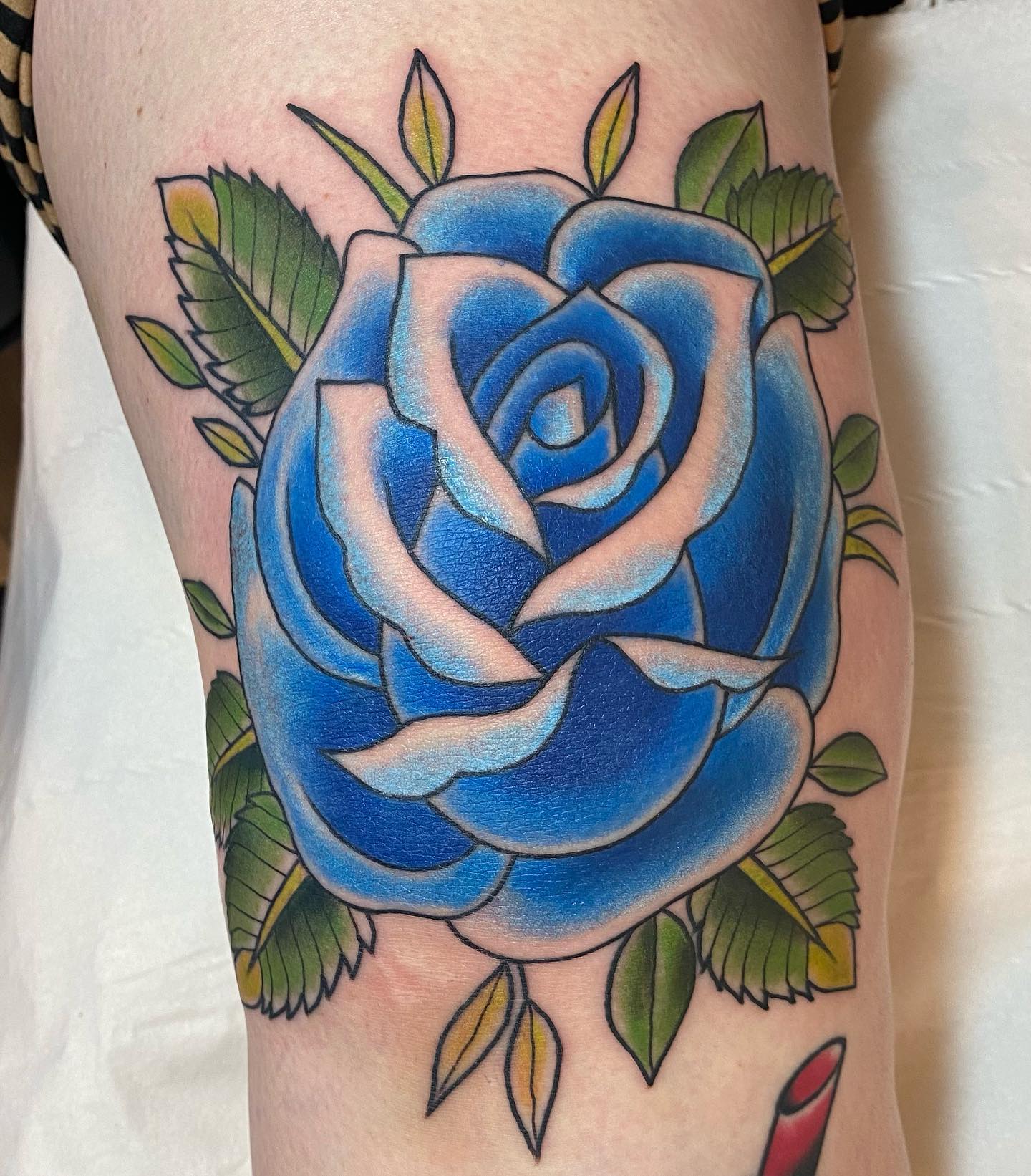Skull Blue Rose Tattoo Style - Skull Rose - Sticker | TeePublic