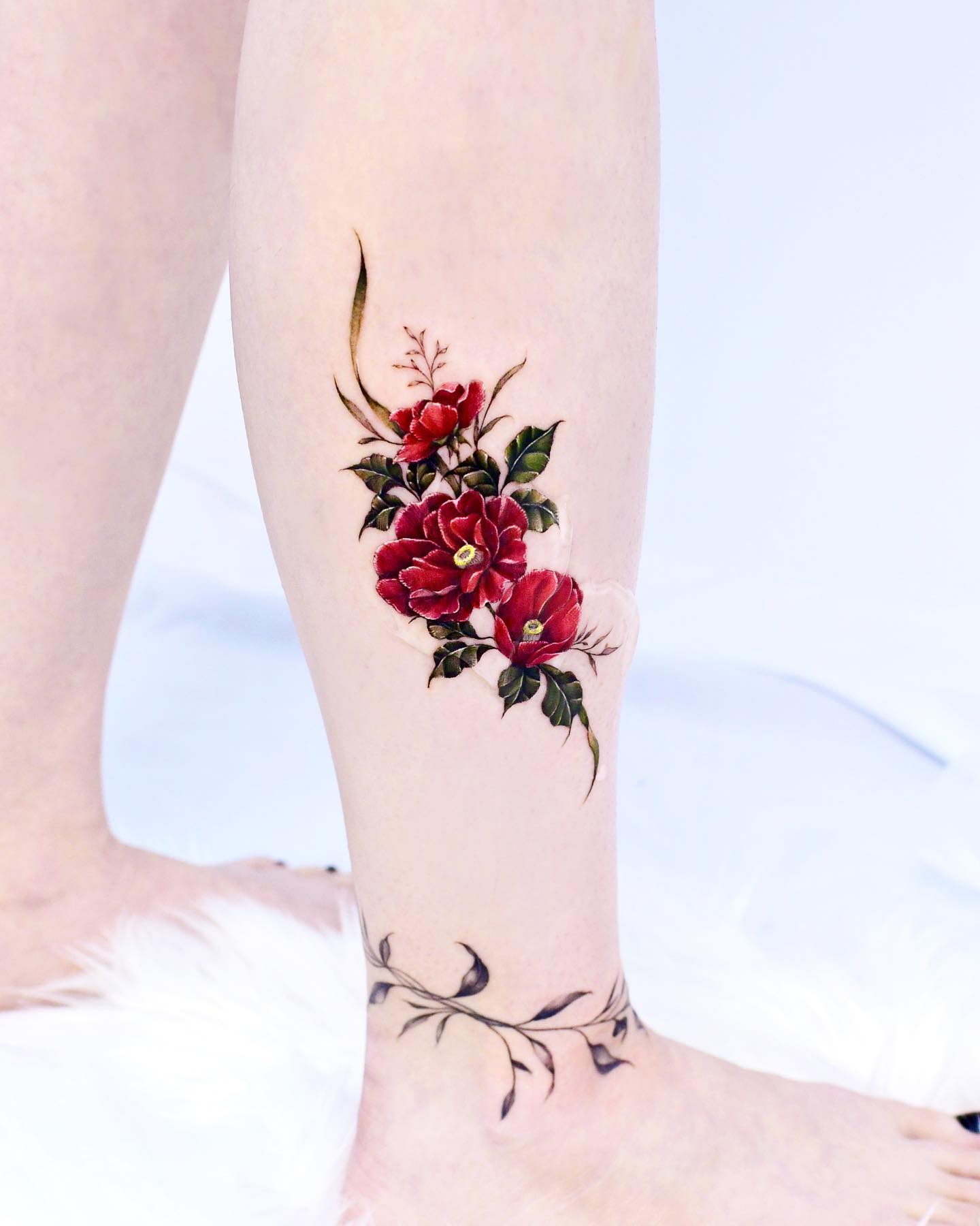 Camellias are flowers that are so beautiful and they are found in Asia, mostly in Japan. Its leaves are gorgeous as well. Give this tattoo a shot.