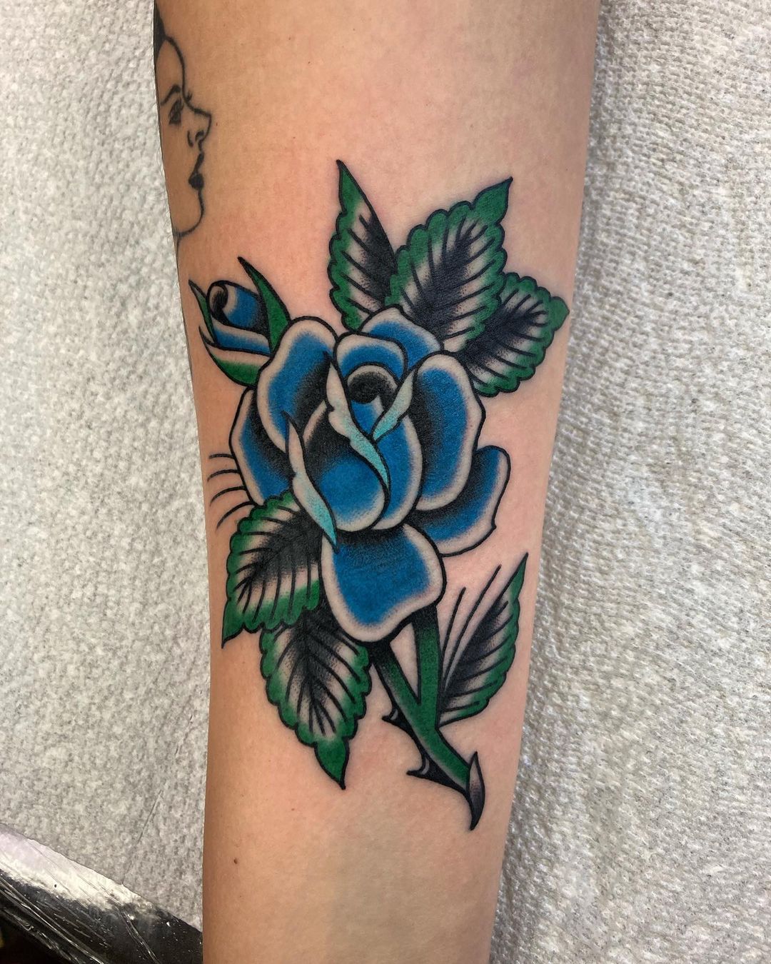 Blue Rose Watercolor Tattoo 29 (2) - KickAss Things