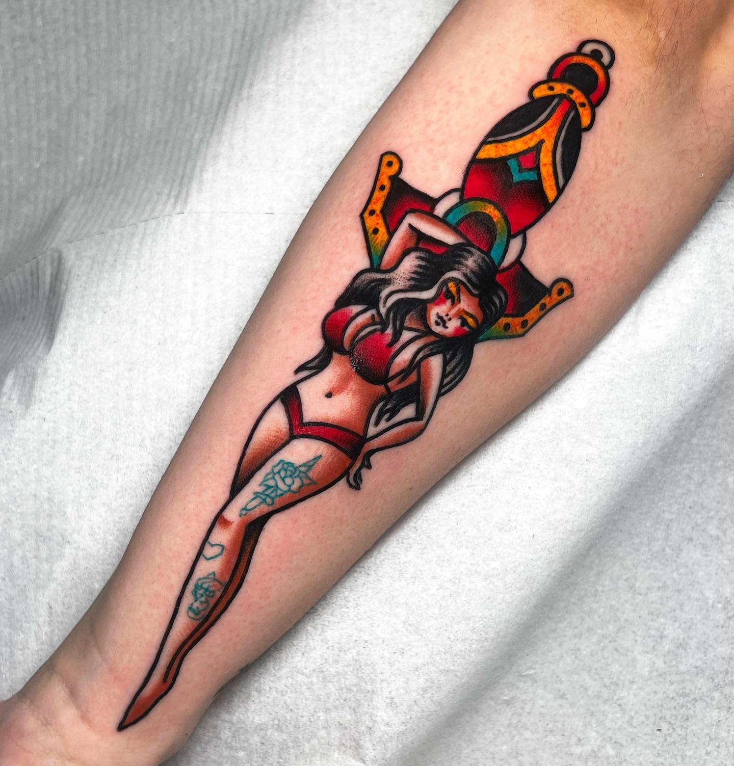 girl with a dagger tattoo 27122019 001 dagger tattoo tattoovaluenet   tattoovaluenet