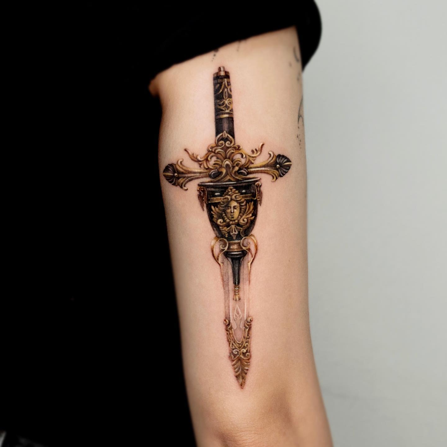 Chrome hearts dagger  for my little brother  chromeheartsofficial       tattoo tattoos tattooflash traditionalflash  Instagram