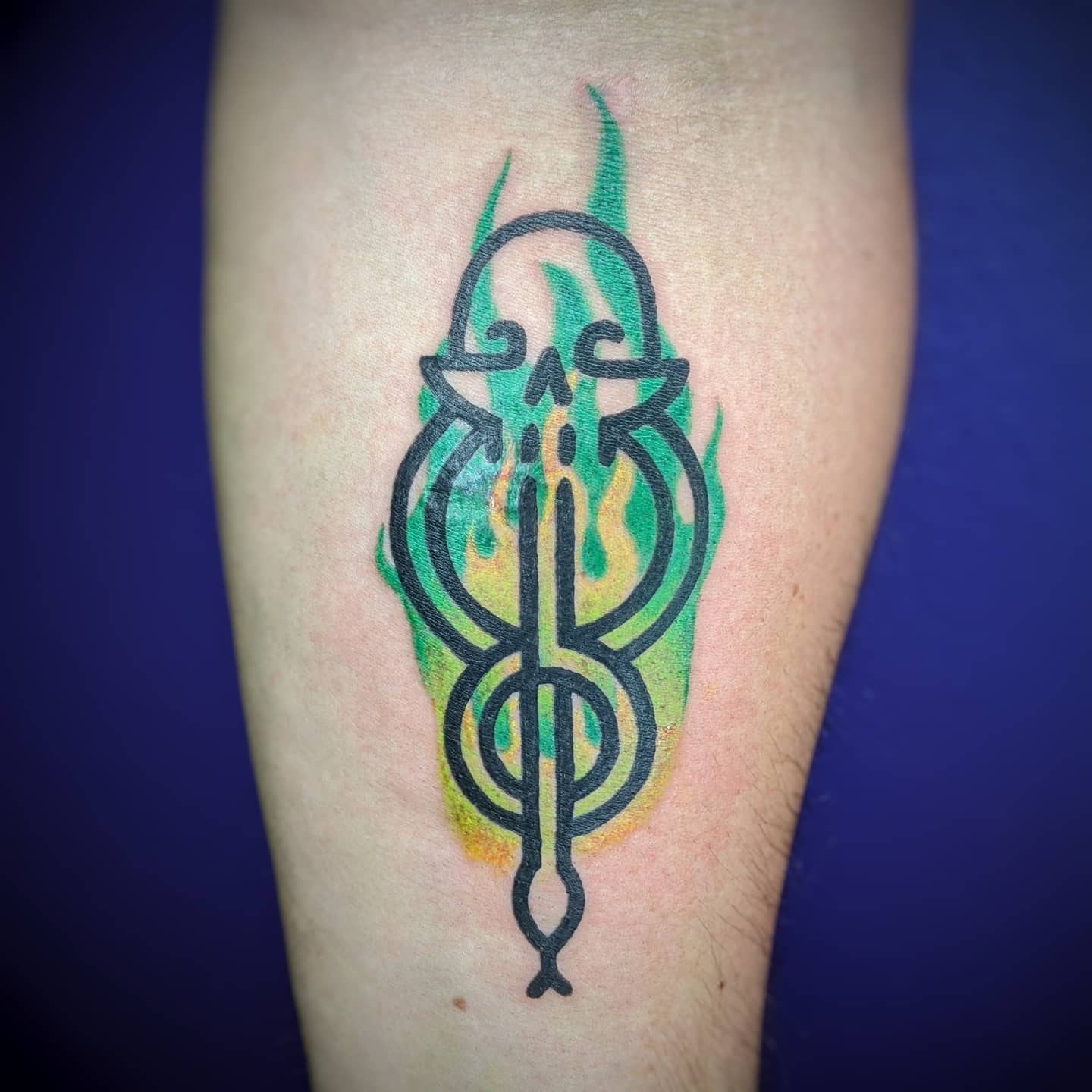 Death Eater Sign tattoo is the mark of a Death Eater. The sign can be found on the inner left forearm of the Death Eater, and is used to identify them as a follower of Lord Voldemort. Thus, let's get it on your forearm, too!