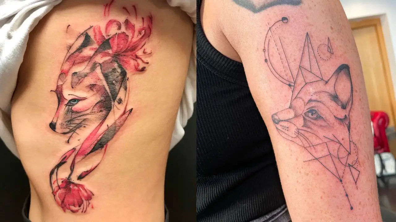 Geometric Animal Women Temporary Tattoo Fox Flower Plant Waterproof Fake  Tatoos Body Art Arm Black Tattoo Stickers | Wish