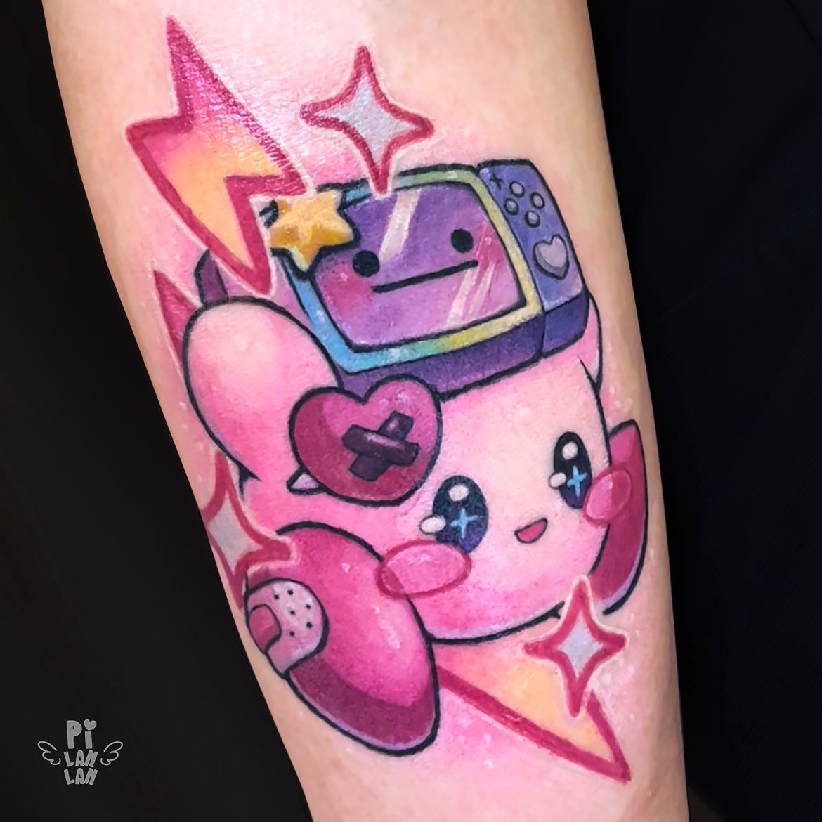 This cute little creature lives in his dome-shaped home in Dream Land. It is the major non-Pokemon of the series Pokemon Dream Warriors but you can still get it as a tattoo, though.