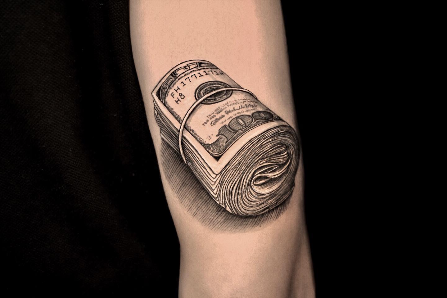 100 dollar bill tattoo sketch  ImagesAI Diffusion