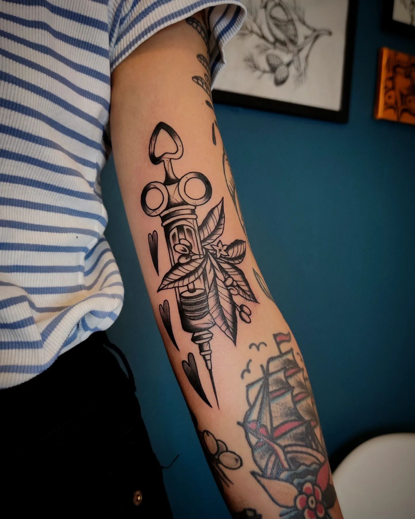Patchwork sleeve in black by  Brighton Tattoo Shop  Facebook