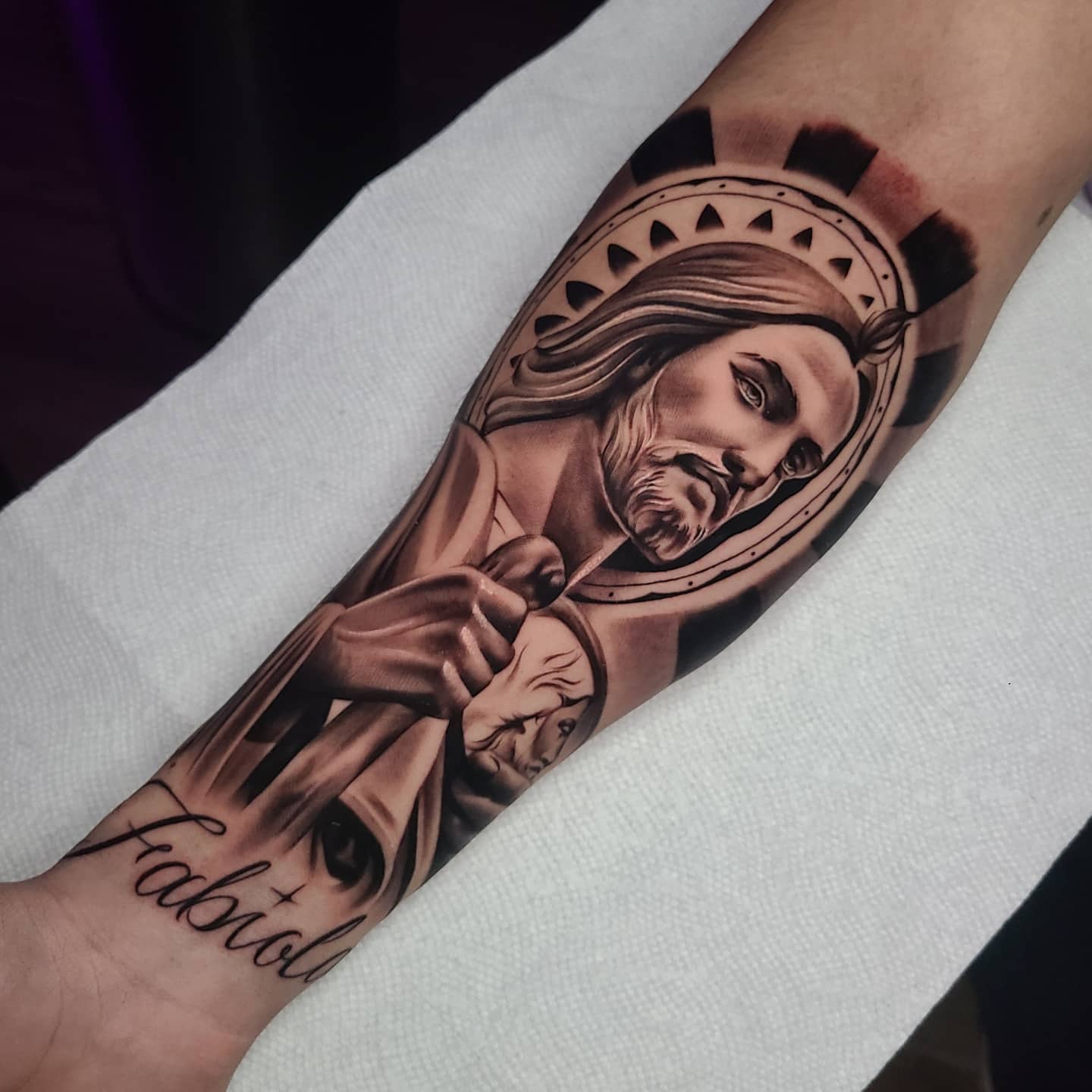 Quick video of this San Judas done in Tijuana at my boys  roach107exclusiveinkclub shop thanks again for the hospitality  By  TattooRandy Aguilar  Facebook