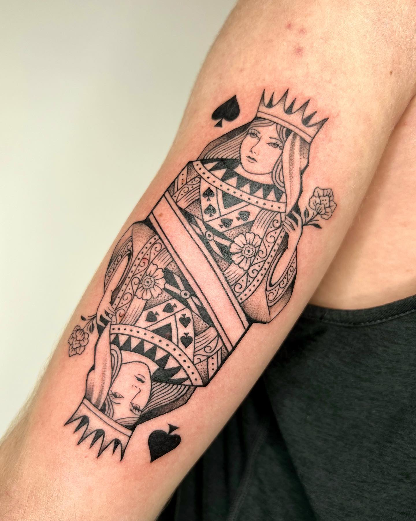 All puffy and red but I poked a lil King of spades for a friend   rsticknpokes