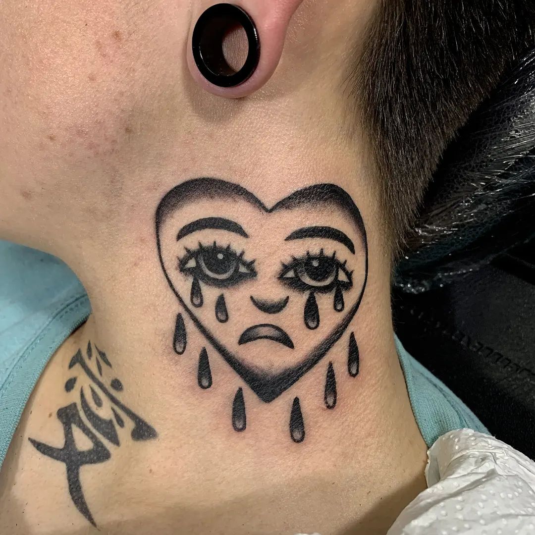 Crying face tattoo by Dave Paulo  Post 22026