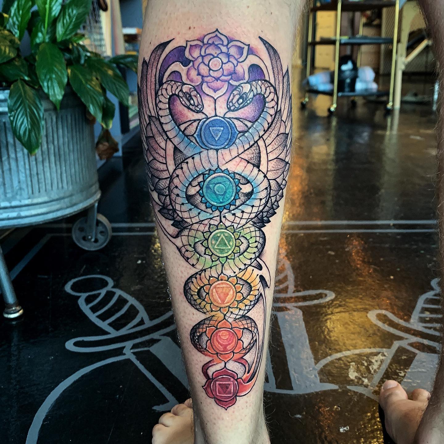 Tattoo uploaded by Jessica Cheesman  Lotus flower mandala with the 7 chakra  symbols in sanskrit Designed by myself Tattoed by Todd Durham Indiana   Tattoodo